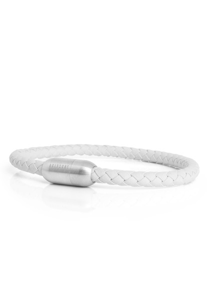 Silvus Leather Bracelet Silver - White