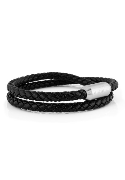 Suprema Leather Bracelet Silver - Black - Akitsune Premium
