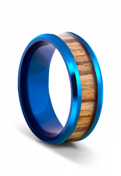 Byakko Ring Ring mit Holzelementen Blau-Holz