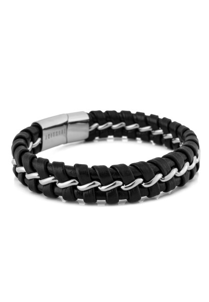 Adeptus Leather Bracelet - Silver Black - Akitsune Premium