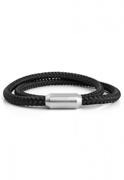 Bracelet de nylon de jument argent mate - noir