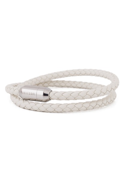 Bracelet en cuir Suprema argenté - blanc