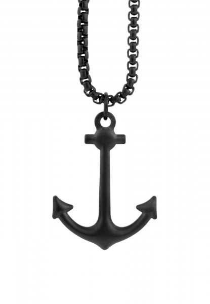 Pendentif / Collier d'ancre Portus noir mat 70 cm