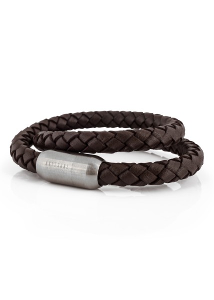 Navis Leather Bracelet Silver-Brown