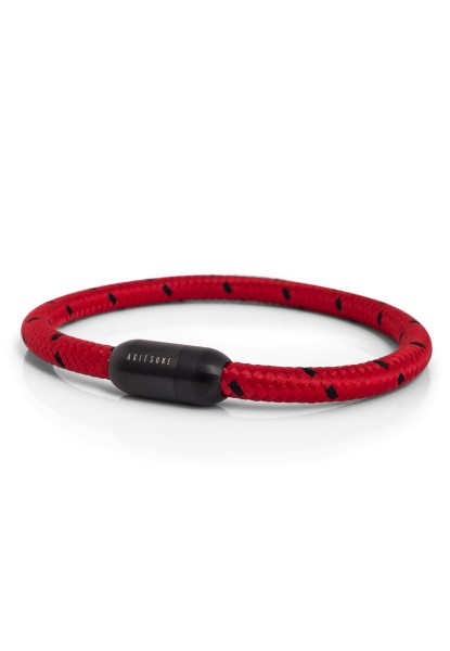 Bracelet en Nylon Silvus - Noir Mat - Rouge-Noir