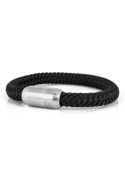 Portus Bracelet corde de marine argent mat - Noir