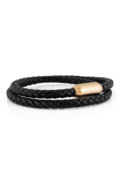 Suprema Lederarmband Gold - Schwarz