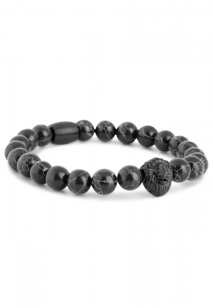 Regis Beaded Bracelet Matte Black - Black Turquoise