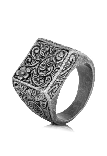 Floral Ring Antique Silver
