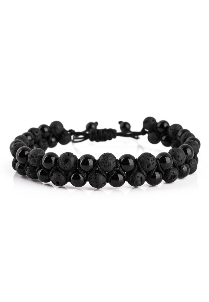 Pulsera con cuentas sensei - Onyx + piedra con lava