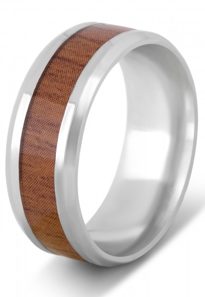 Byakko Ring Ring mit Holzelementen Silver-Holz