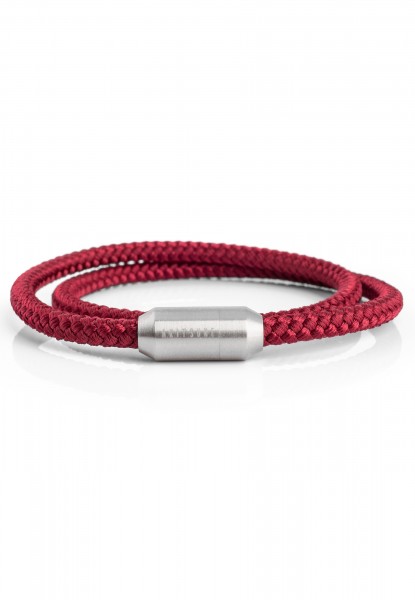 Mare Nylon Bracelet Matte Silver - Maroon