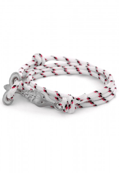 Bracelet nylon Vulpes double enveloppe argent - Blanc-Bleu-Rouge