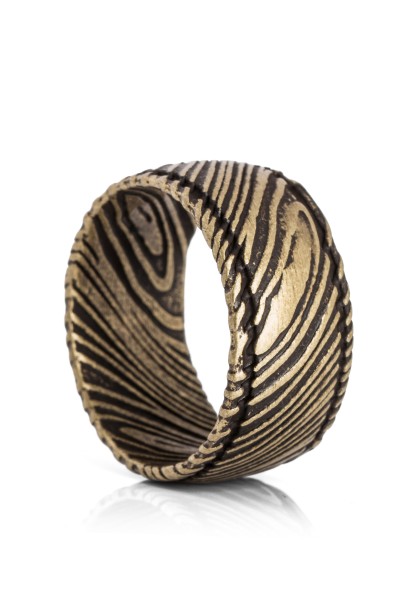 Orbis Damascus Steel Ring Brass