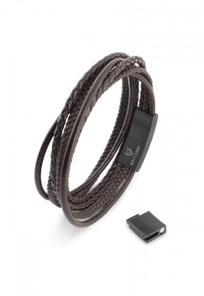 Bracelet en cuir synthétique Ambush - Noir-Marron