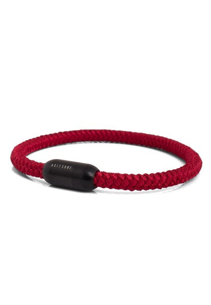 Bracelet en nylon Silvus - Noir mat - Rouge vin