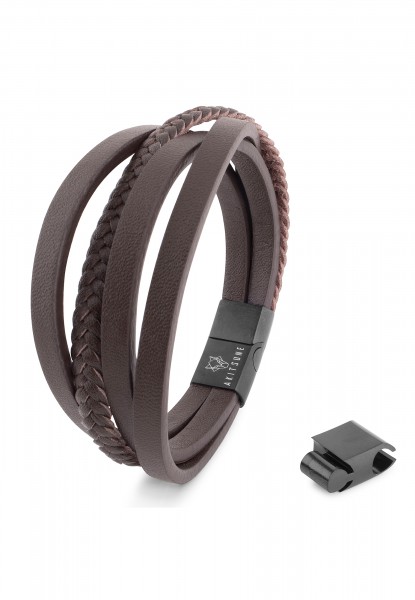 Pathfinder Synthetic Leather Bracelet - Black Brown