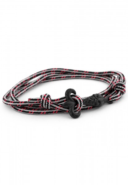 Vulpes Nylon Bracelet Double Wrapped Matte Black - Black-Red-White