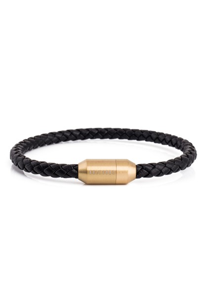 Silvus Lederarmband Gold - Schwarz