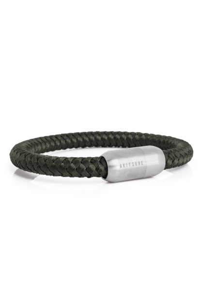 Portus Nautical Rope Bracelet Matte Silver - Olive