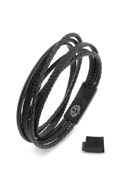 Bracelet en cuir synthétique Ambush - Noir