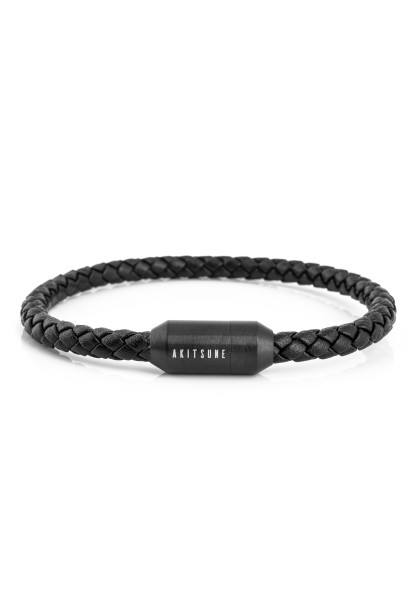 Pulsera de cuero Silvus Negro Mate - Negro