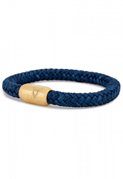 Portus Pulsera de Cuerda Náutica Oro Mate - Azul Marino