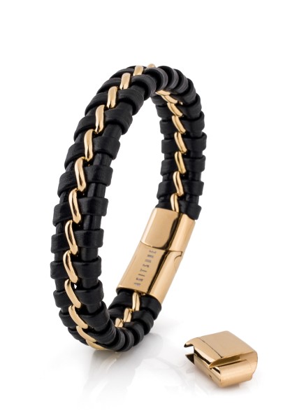 Adeptus Leather Bracelet - Gold Black