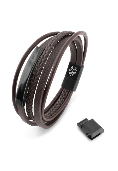 The Punisher Synthetic Leather Bracelet - Black Brown