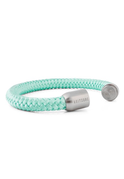 Portus - Bracelet de corde nautique argenté - vert menthe