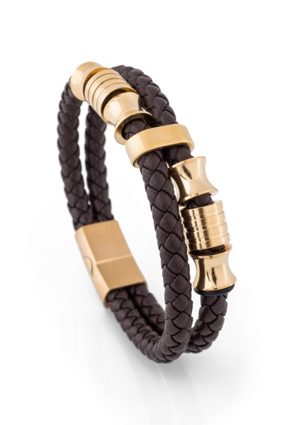 Bracelet en cuir Gracilitas en or - Marron