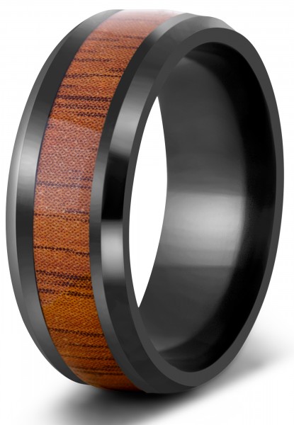Byakko Ring Ring mit Holzelementen Schwarz-Holz
