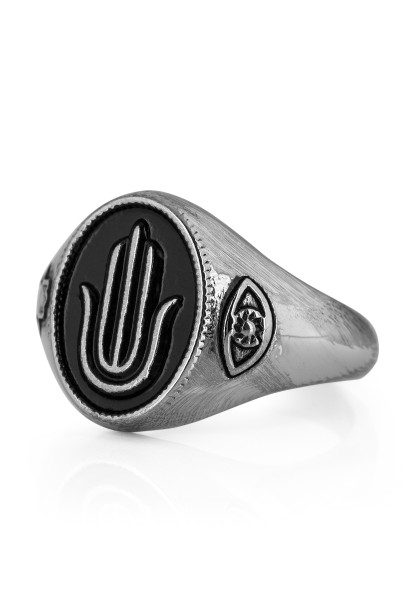 Hamsa Ring Antique Silver