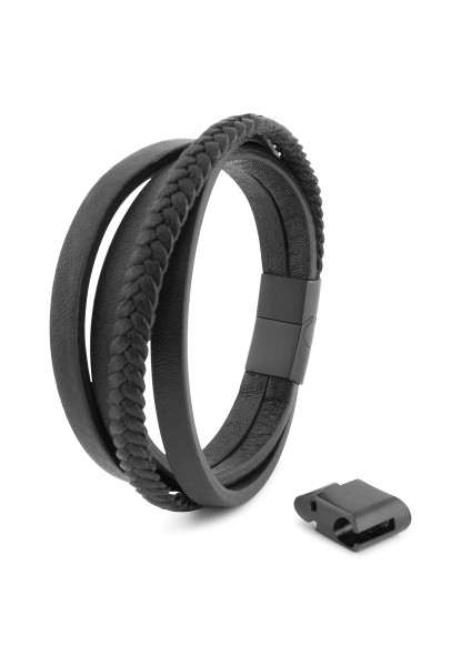 Pathfinder Synthetic Leather Bracelet - Black Black