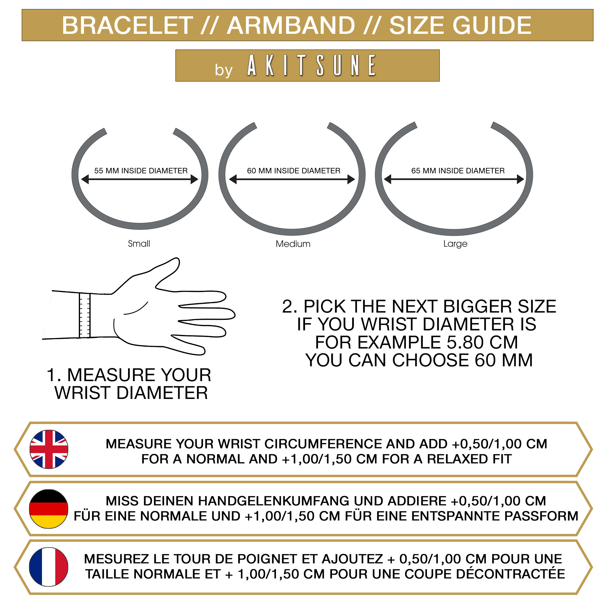 Bangle Bracelet Size Chart