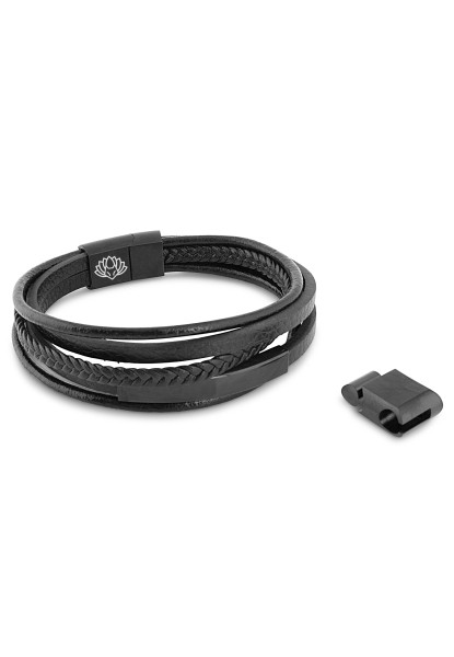 The Punisher Synthetic Leather Bracelet - Black Black