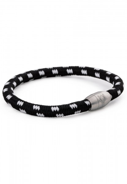 Silvus Nylon Bracelet - Matte Silver - Black-White