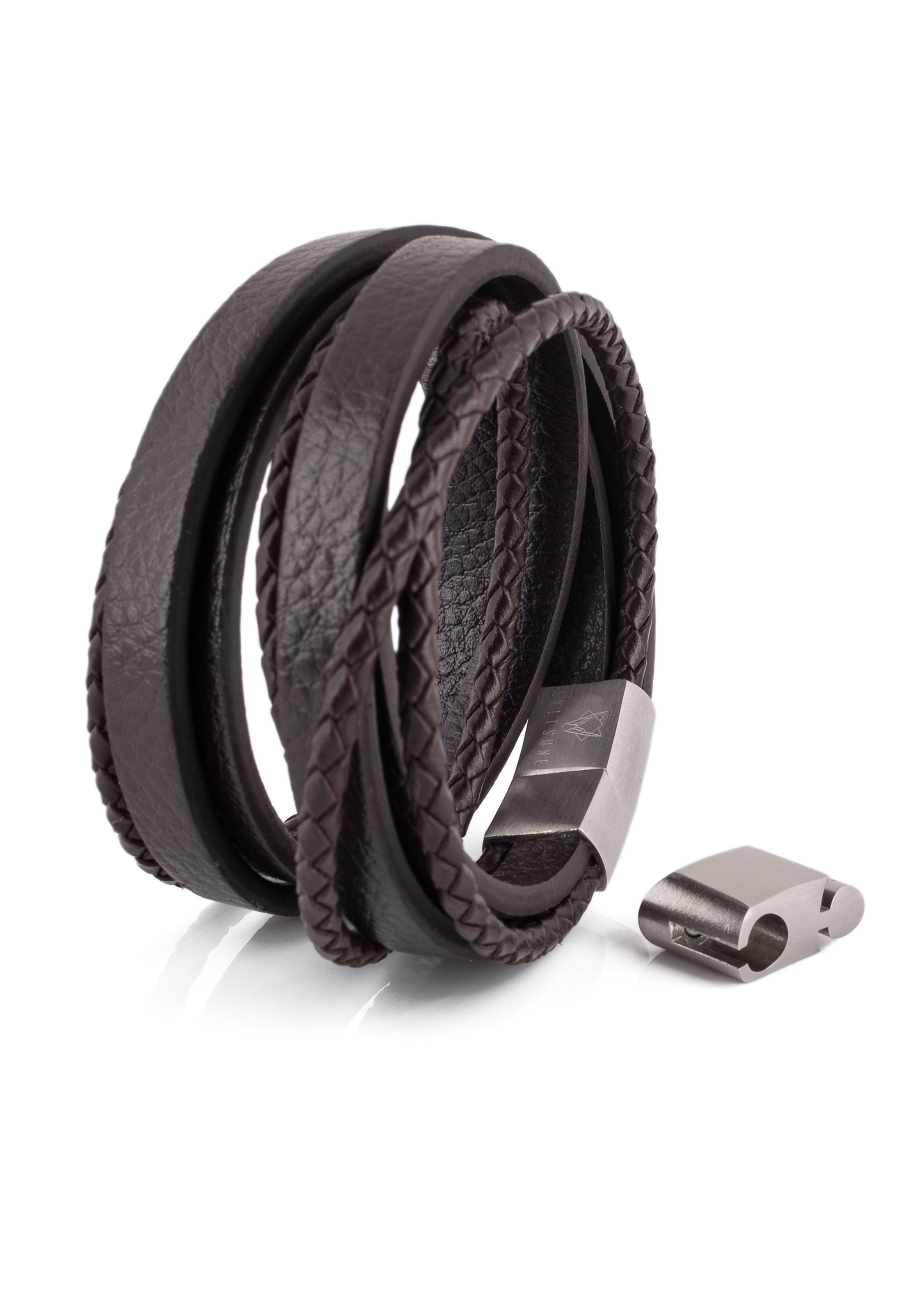 Dark Matter Synthetic Leather Bracelet - Silver Brown