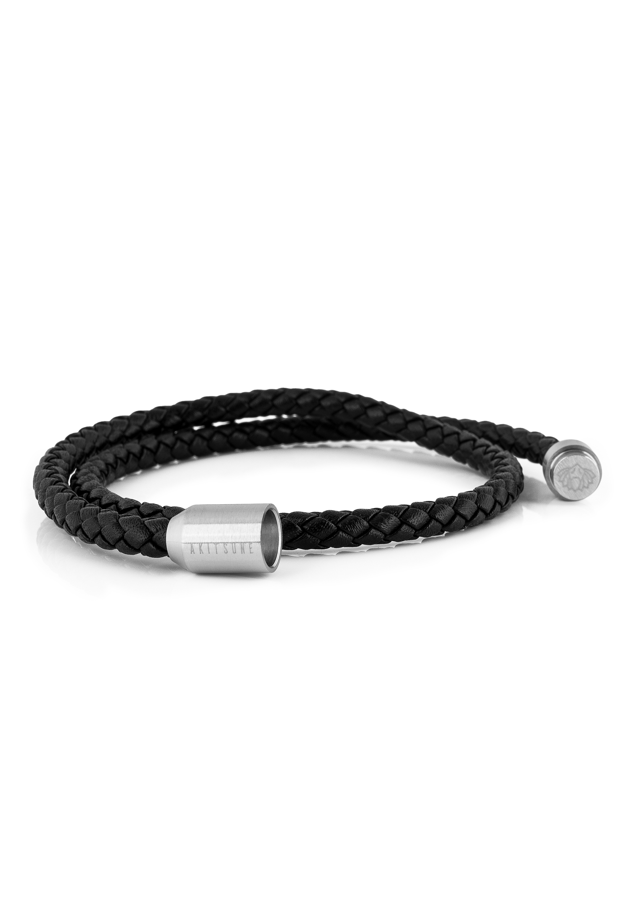 Suprema Leather Bracelet Silver - Black - Akitsune Premium Jewelry ...